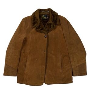 Vintage‎ Silton California Coat Suede Leather Jacket Fur Lined Men's Size 46
